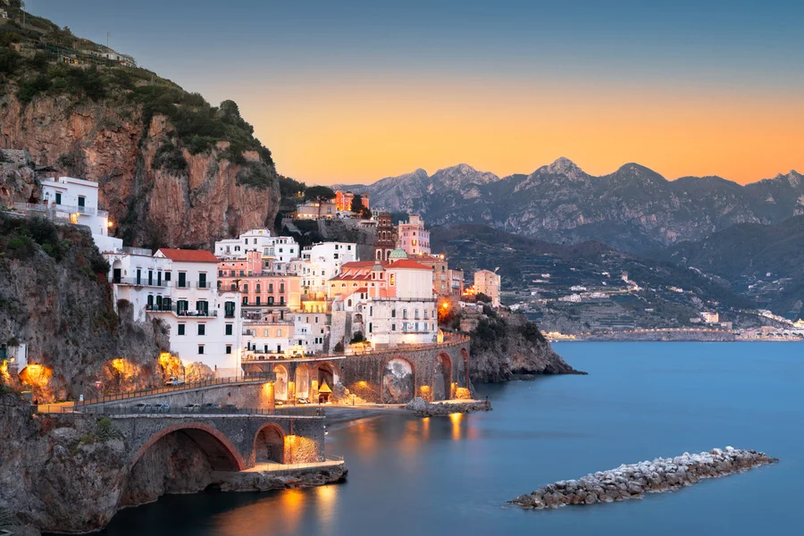 Rocky cliffs of the Amalfi Coast.