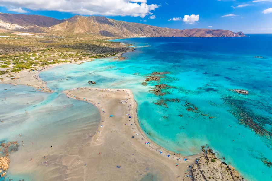 Aerial view of the coast of Crete.